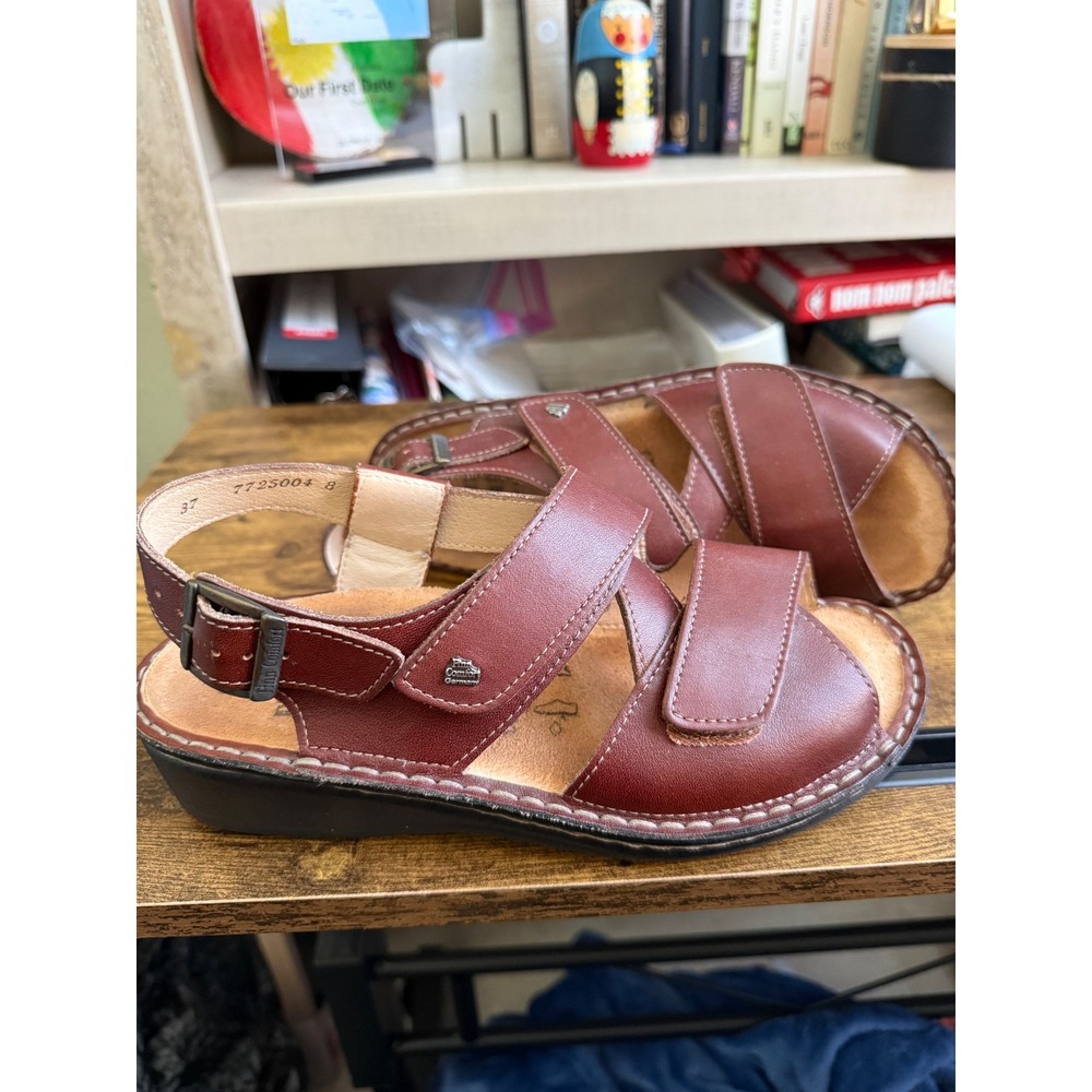 Finn Comfort Sandals Leather Brown EU 37 US 7 Adjustable Strap Comfort - Picture 2 of 8